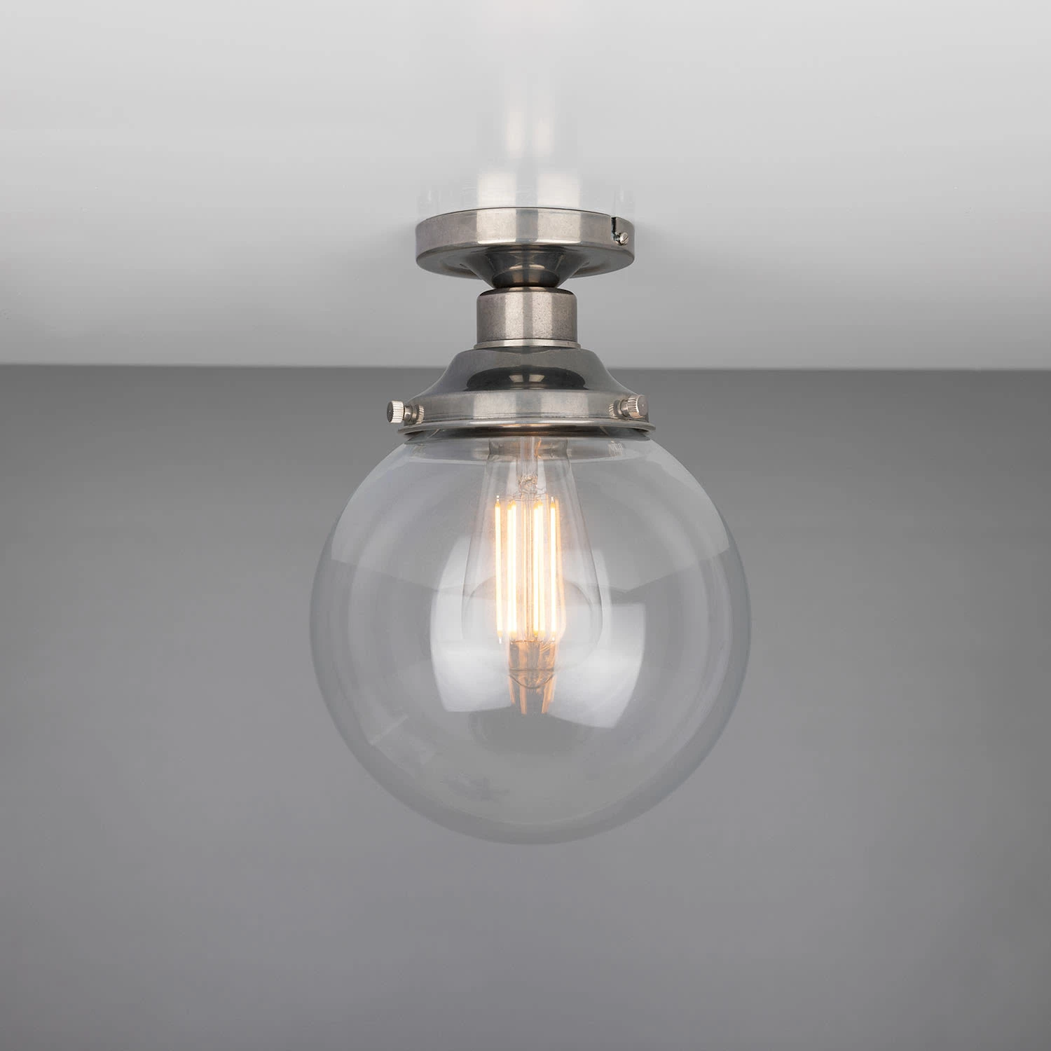 Riad Clear Glass Globe Flush Ceiling Light 7.9" 7 Riad Clear Glass Globe Flush Ceiling Light 7.9" - Image 5