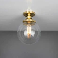 Riad Clear Glass Globe Flush Ceiling Light 7.9" 19 Riad Clear Glass Globe Flush Ceiling Light 7.9" -Home-Lighting Sale mlcf33polbrs