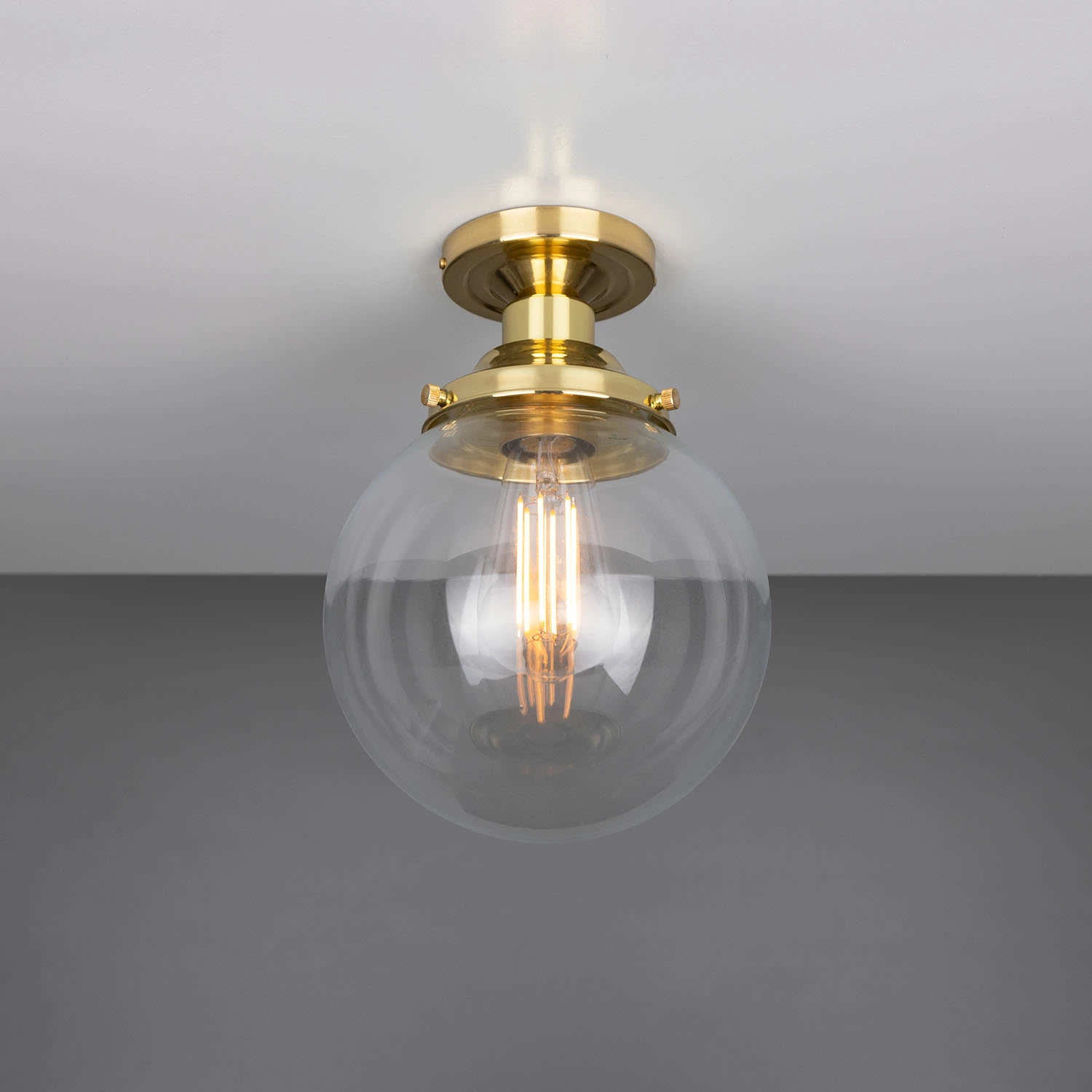 Riad Clear Glass Globe Flush Ceiling Light 7.9" 10 Riad Clear Glass Globe Flush Ceiling Light 7.9" - Image 8
