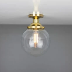 Riad Clear Glass Globe Flush Ceiling Light 7.9" 18 Riad Clear Glass Globe Flush Ceiling Light 7.9" -Home-Lighting Sale mlcf33polbrs 1