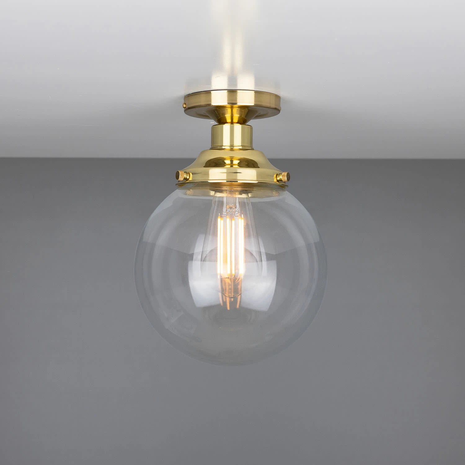 Riad Clear Glass Globe Flush Ceiling Light 7.9" 9 Riad Clear Glass Globe Flush Ceiling Light 7.9" - Image 7