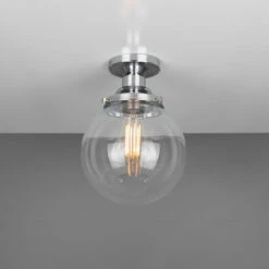 Riad Clear Glass Globe Flush Ceiling Light 7.9" 21 Riad Clear Glass Globe Flush Ceiling Light 7.9" -Home-Lighting Sale mlcf33polchr