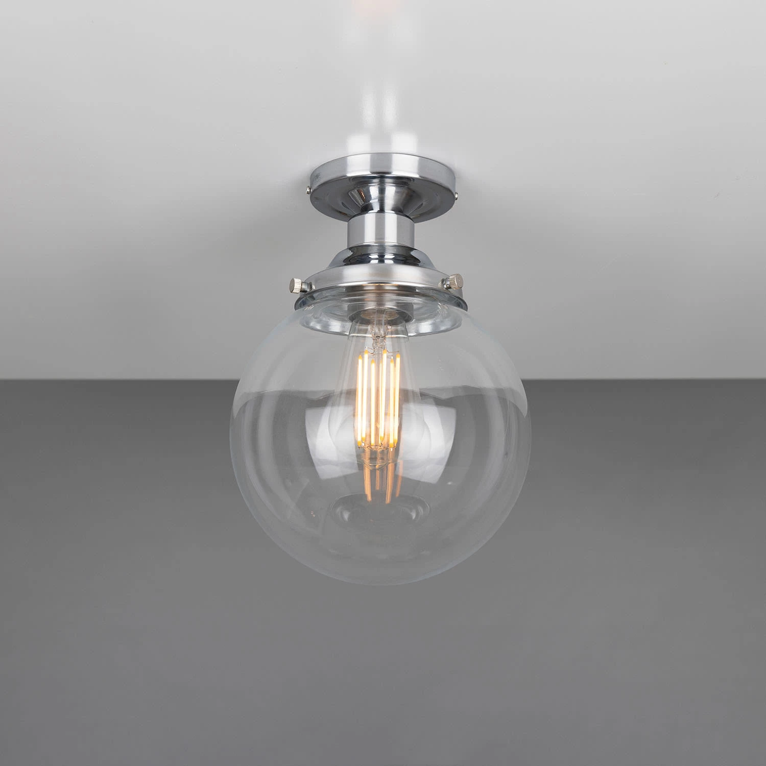 Riad Clear Glass Globe Flush Ceiling Light 7.9" 12 Riad Clear Glass Globe Flush Ceiling Light 7.9" - Image 10