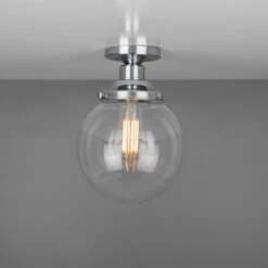 Riad Clear Glass Globe Flush Ceiling Light 7.9" 20 Riad Clear Glass Globe Flush Ceiling Light 7.9" -Home-Lighting Sale mlcf33polchr 1
