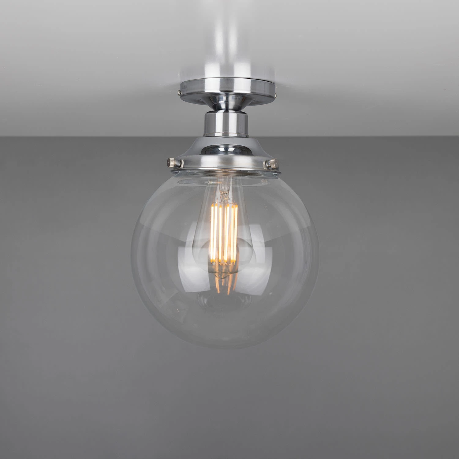 Riad Clear Glass Globe Flush Ceiling Light 7.9" 11 Riad Clear Glass Globe Flush Ceiling Light 7.9" - Image 9