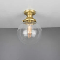 Riad Clear Glass Globe Flush Ceiling Light 7.9" 13 Riad Clear Glass Globe Flush Ceiling Light 7.9" -Home-Lighting Sale mlcf33satbrs