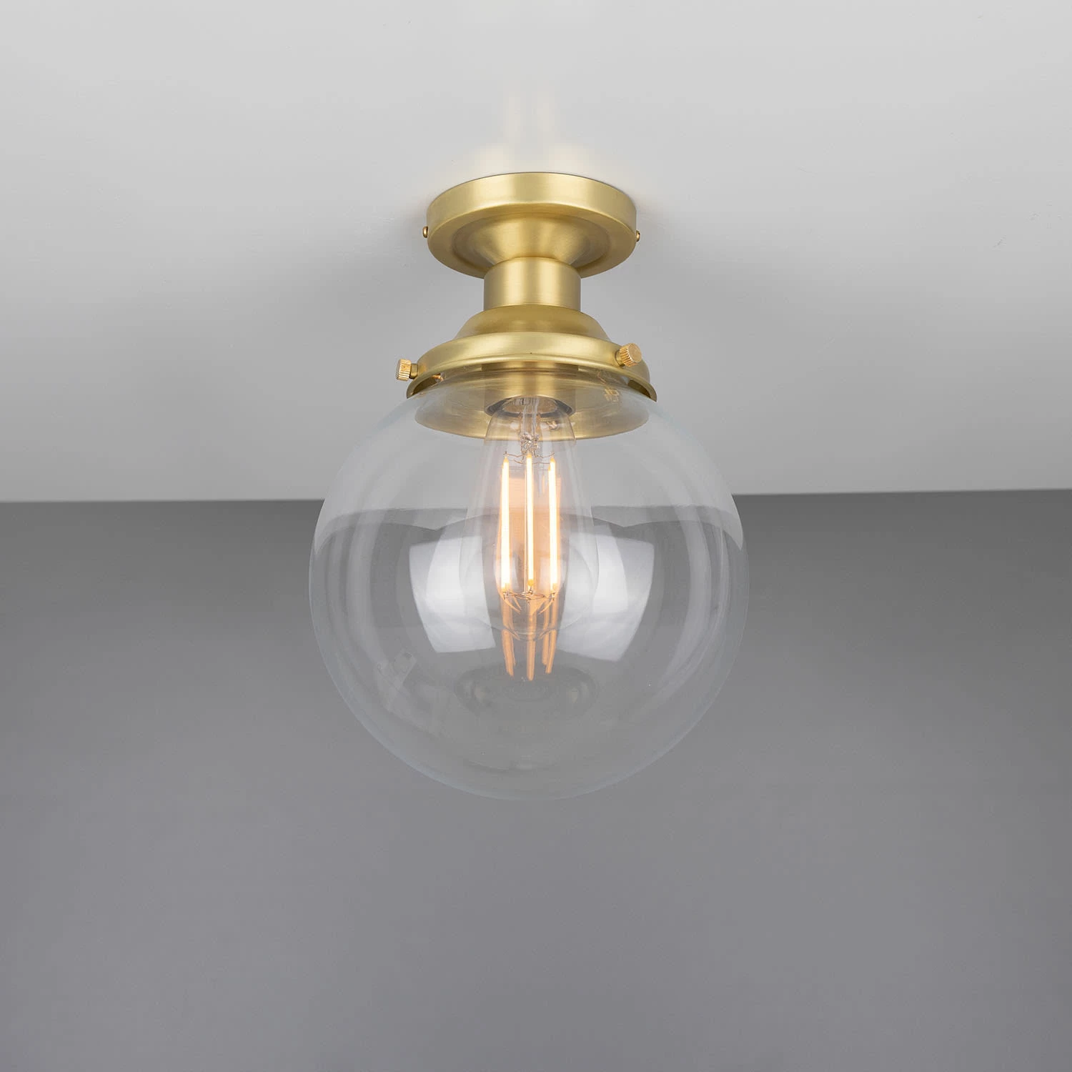 Riad Clear Glass Globe Flush Ceiling Light 7.9" 4 Riad Clear Glass Globe Flush Ceiling Light 7.9" - Image 2