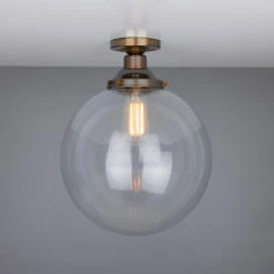 Riad Clear Glass Globe Flush Ceiling Light 11.8"