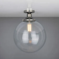 Riad Clear Glass Globe Flush Ceiling Light 11.8" -Home-Lighting Sale mlcf35antslv 1