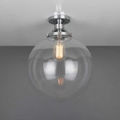 Riad Clear Glass Globe Flush Ceiling Light 11.8" -Home-Lighting Sale mlcf35polchr