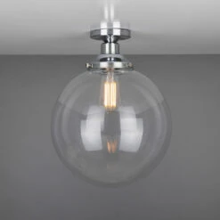 Riad Clear Glass Globe Flush Ceiling Light 11.8" -Home-Lighting Sale mlcf35polchr 1