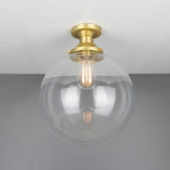Riad Clear Glass Globe Flush Ceiling Light 11.8" -Home-Lighting Sale mlcf35satbrs
