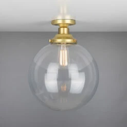 Riad Clear Glass Globe Flush Ceiling Light 11.8" -Home-Lighting Sale mlcf35satbrs 1