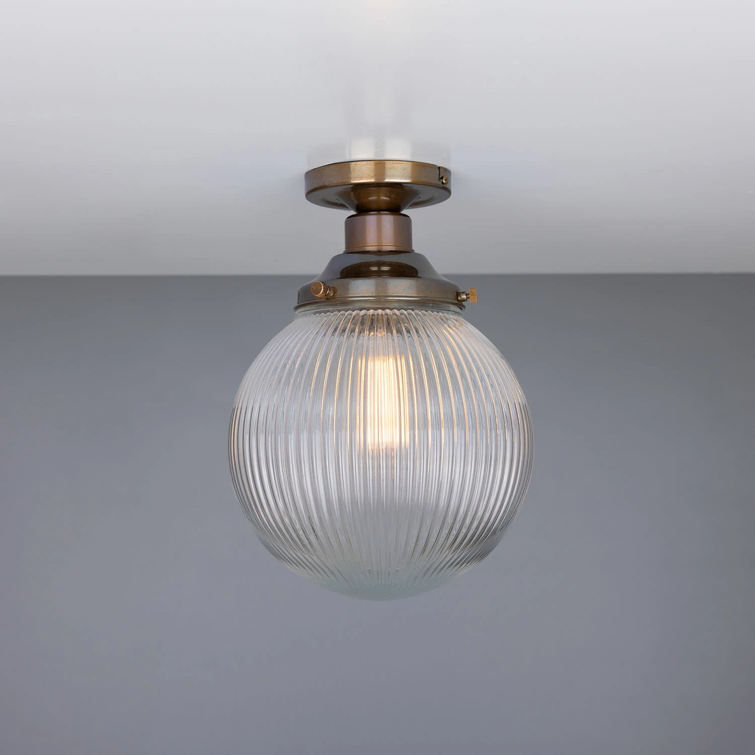 Stanley Holophane Glass Globe Ceiling Light 7.9" 6 Stanley Holophane Glass Globe Ceiling Light 7.9" - Image 4