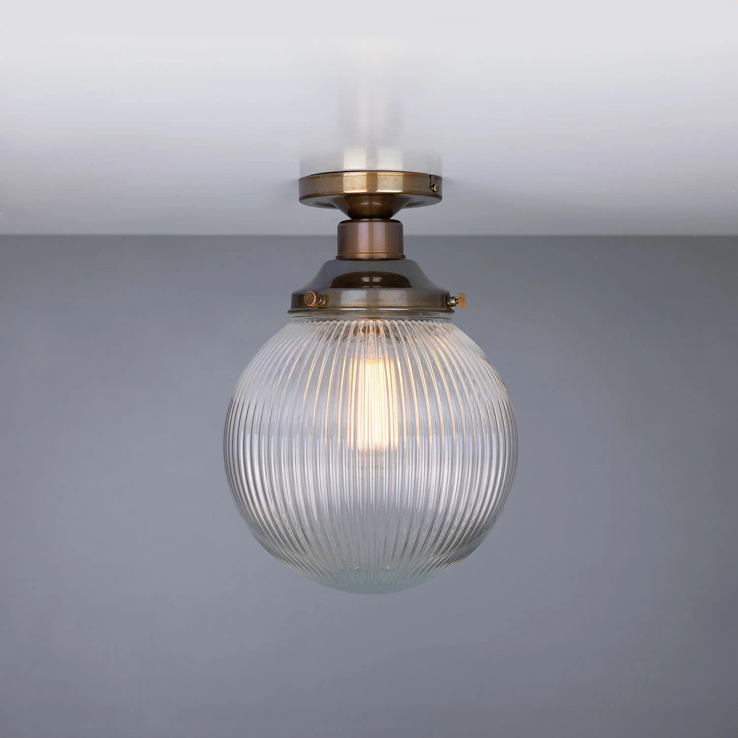 Stanley Holophane Glass Globe Ceiling Light 7.9" 5 Stanley Holophane Glass Globe Ceiling Light 7.9" - Image 3