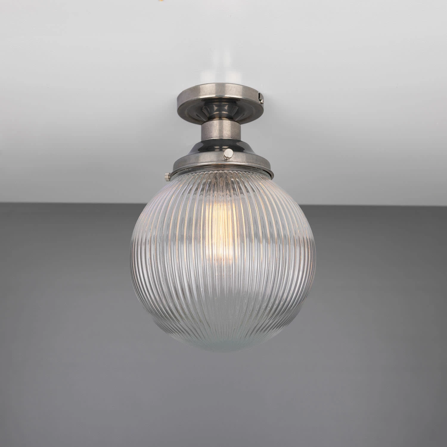 Stanley Holophane Glass Globe Ceiling Light 7.9" 4 Stanley Holophane Glass Globe Ceiling Light 7.9" - Image 2