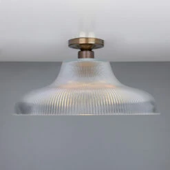 Mono Holophane Glass Flush Ceiling Light 15.7" -Home-Lighting Sale mlcf39antbrs 1