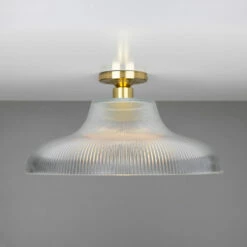 Mono Holophane Glass Flush Ceiling Light 15.7" -Home-Lighting Sale mlcf39polbrs 1