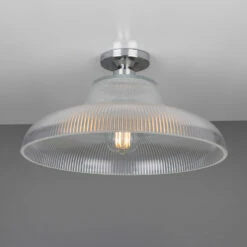 Mono Holophane Glass Flush Ceiling Light 15.7" -Home-Lighting Sale mlcf39polchr