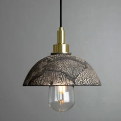 Kingii Ceramic Dome Bathroom Pendant Light 7.9", Black Clay IP44