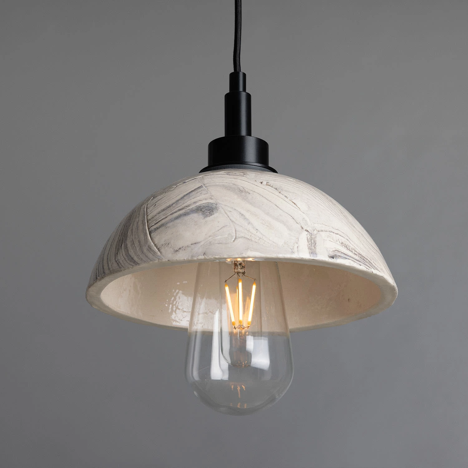 Kingii Marbled Ceramic Dome Bathroom Pendant Light 7.9" IP44 4 Kingii Marbled Ceramic Dome Bathroom Pendant Light 7.9" IP44 - Image 2