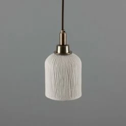 Osier Organic Ceramic Bathroom Pendant Light 4.5", Matte White Striped IP44 -Home-Lighting Sale mlcmbp025antbrs 1