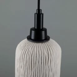 Osier Organic Ceramic Bathroom Pendant Light 4.5", Matte White Striped IP44 -Home-Lighting Sale mlcmbp025pcmbk 4