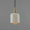 Osier Organic Ceramic Bathroom Pendant Light 4.5", Matte White Striped IP44 -Home-Lighting Sale mlcmbp025satbrs
