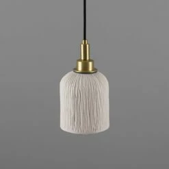 Osier Organic Ceramic Bathroom Pendant Light 4.5", Matte White Striped IP44 -Home-Lighting Sale mlcmbp025satbrs 1