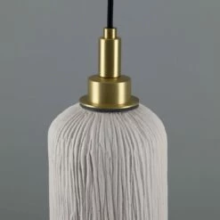Osier Organic Ceramic Bathroom Pendant Light 4.5", Matte White Striped IP44 -Home-Lighting Sale mlcmbp025satbrs 4