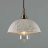 Kingii Ceramic Dome Bathroom Pendant Light 7.87", Matte White Striped IP44 -Home-Lighting Sale mlcmbp026antbrs