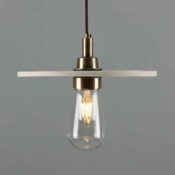 Bog Oak Organic Ceramic Disc Bathroom Pendant Light 11", Matte White Striped IP44 -Home-Lighting Sale mlcmbp030antbrs 2