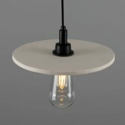 Bog Oak Organic Ceramic Disc Bathroom Pendant Light 11", Matte White Striped IP44 -Home-Lighting Sale mlcmbp030pcmbk 1