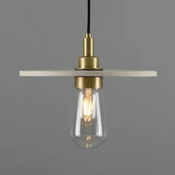 Bog Oak Organic Ceramic Disc Bathroom Pendant Light 11", Matte White Striped IP44 -Home-Lighting Sale mlcmbp030satbrs 2