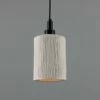 Senna Organic Ceramic Cylinder Bathroom Pendant Light 4.7", Matte White Striped IP44 -Home-Lighting Sale mlcmbp031pcmbk