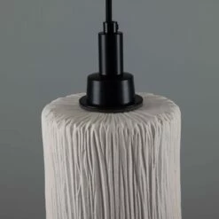 Senna Organic Ceramic Cylinder Bathroom Pendant Light 4.7", Matte White Striped IP44 -Home-Lighting Sale mlcmbp031pcmbk 3