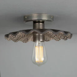 Kapok Organic Ceramic Ceiling Light 10.6", Black Clay -Home-Lighting Sale mlcmcf002antslv