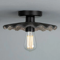 Kapok Organic Ceramic Ceiling Light 10.6", Black Clay -Home-Lighting Sale mlcmcf002pcmbk