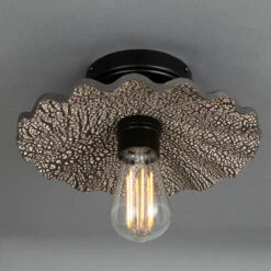 Kapok Organic Ceramic Ceiling Light 10.6", Black Clay -Home-Lighting Sale mlcmcf002pcmbk 2