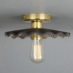 Kapok Organic Ceramic Ceiling Light 10.6", Black Clay -Home-Lighting Sale mlcmcf002polbrs