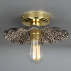 Kapok Organic Ceramic Ceiling Light 10.6", Black Clay -Home-Lighting Sale mlcmcf002polbrs 1