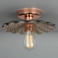 Kapok Organic Ceramic Ceiling Light 10.6", Black Clay -Home-Lighting Sale mlcmcf002polcop 1