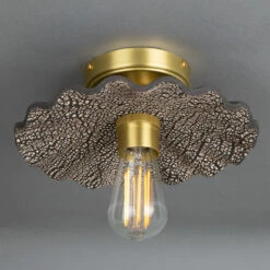 Kapok Organic Ceramic Ceiling Light 10.6", Black Clay -Home-Lighting Sale mlcmcf002satbrs 2