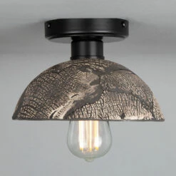 Kauri Organic Ceramic Dome Ceiling Light 7.9", Black Clay -Home-Lighting Sale mlcmcf006pcmbk