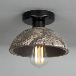 Kauri Organic Ceramic Dome Ceiling Light 7.9", Black Clay -Home-Lighting Sale mlcmcf006pcmbk 1