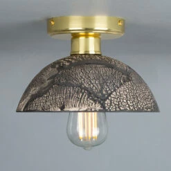 Kauri Organic Ceramic Dome Ceiling Light 7.9", Black Clay -Home-Lighting Sale mlcmcf006polbrs