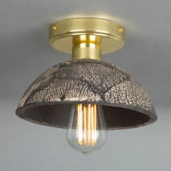 Kauri Organic Ceramic Dome Ceiling Light 7.9", Black Clay -Home-Lighting Sale mlcmcf006polbrs 1