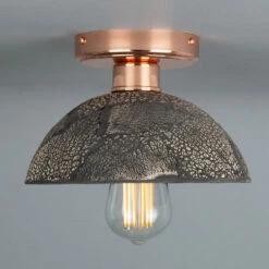 Kauri Organic Ceramic Dome Ceiling Light 7.9", Black Clay -Home-Lighting Sale mlcmcf006polcop