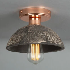 Kauri Organic Ceramic Dome Ceiling Light 7.9", Black Clay -Home-Lighting Sale mlcmcf006polcop 1