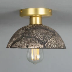 Kauri Organic Ceramic Dome Ceiling Light 7.9", Black Clay -Home-Lighting Sale mlcmcf006satbrs